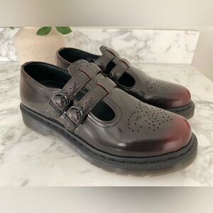 Dr Martens 8065 Mary Jane Arcadia Rub Off Leather Burgundy Size 9